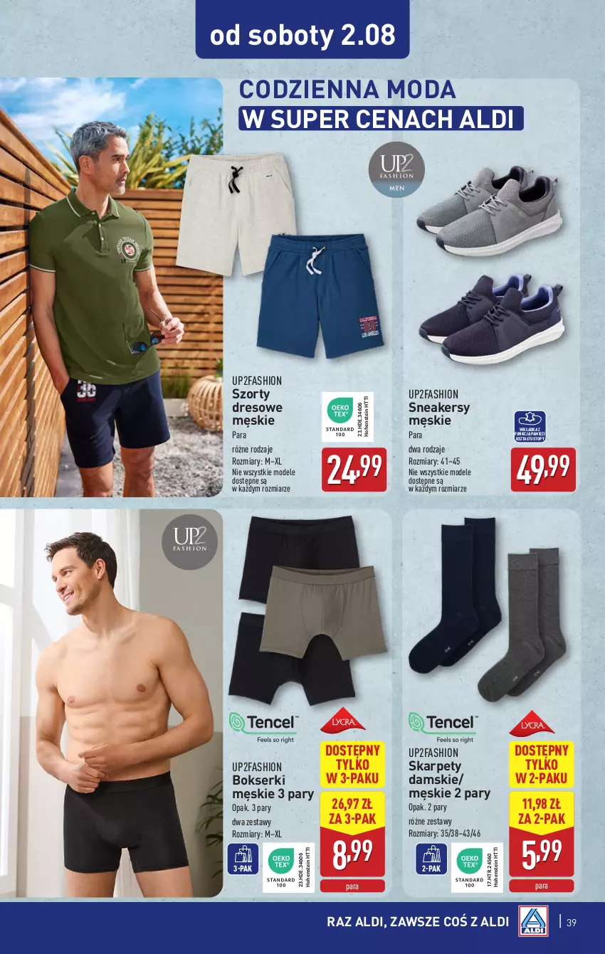 Gazetka promocyjna Aldi - Pełna oferta - ważna 28.07 do 02.08.2025 - strona 39 - produkty: Bokserki, Dres, Fa, Karp, Moda, Ser, Sneakersy, Szorty, Top