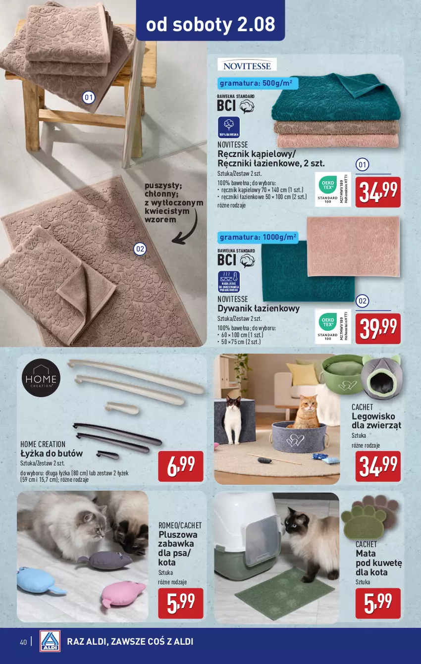 Gazetka promocyjna Aldi - Pełna oferta - ważna 28.07 do 02.08.2025 - strona 40 - produkty: Dywan, Dywanik, Dywanik łazienkowy, Gra, LEGO, Legowisko, Rama, Ręcznik, Ręcznik kąpielowy, Wełna, Zabawka