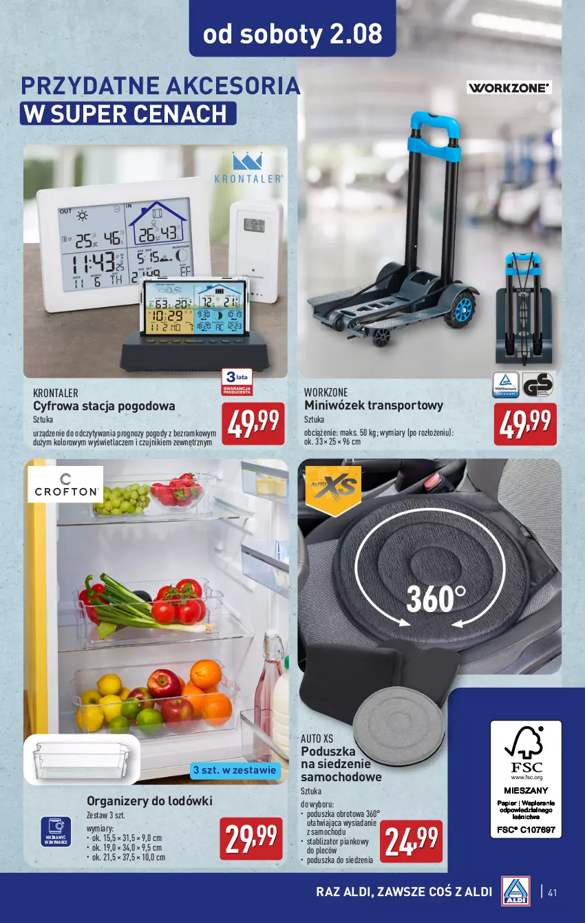 Gazetka promocyjna Aldi - Pełna oferta - ważna 28.07 do 02.08.2025 - strona 41 - produkty: Organizer, Poduszka, Por, Sport, Stacja pogodowa, Tran, Wózek, Wózek transportowy
