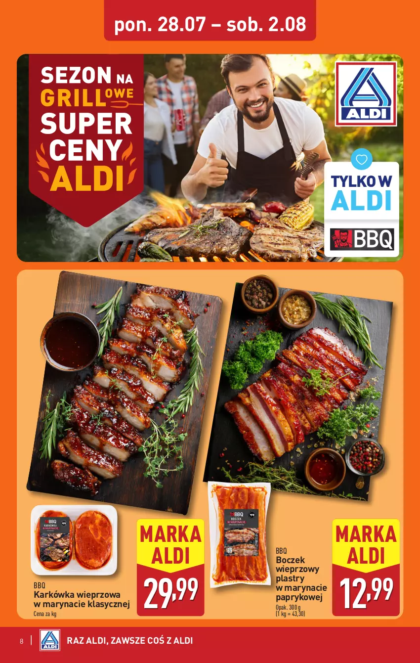 Gazetka promocyjna Aldi - Pełna oferta - ważna 28.07 do 02.08.2025 - strona 8 - produkty: Boczek, Boczek wieprzowy, Karkówka wieprzowa