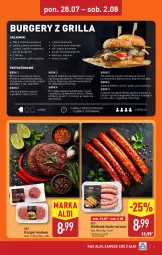 Gazetka promocyjna Aldi - Pełna oferta - Gazetka - ważna od 02.08 do 02.08.2025 - strona 9 - produkty: Majonez, Ketchup, Cebula, Mięso mielone, Top, Sos, Ser, Sól, Rum, Por, Mus, Hamburger, Sałat, Kiełbaski białe, Pieprz, Burger, Kotlet, Nuty, Oliwa z oliwek, Grill, Bułka, Mięso