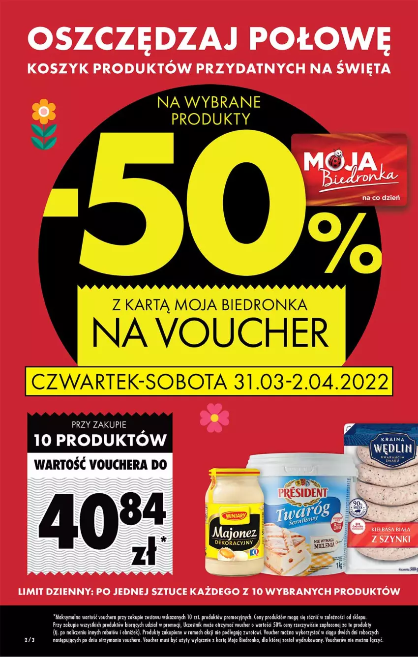 Gazetka promocyjna Biedronka - W tym tygodniu - ważna 31.03 do 06.04.2022 - strona 2 - produkty: Dron, Kiełbasa, Kiełbasa biała, Kosz, Mus, Rama