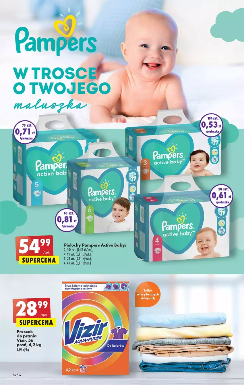 Gazetka promocyjna Biedronka - W tym tygodniu - ważna 31.03 do 06.04.2022 - strona 56 - produkty: Pampers, Pieluchy, Proszek do prania, Vizir