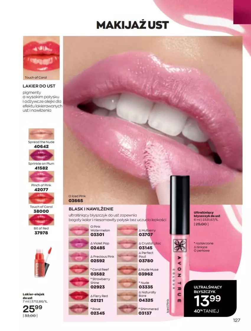 Gazetka promocyjna Avon - Katalog Avon online 5/2021 - ważna 01.05 do 31.05.2021 - strona 127 - produkty: Błyszczyk do ust, Lakier, Makijaż, Melon, Mus, Olej, Sok