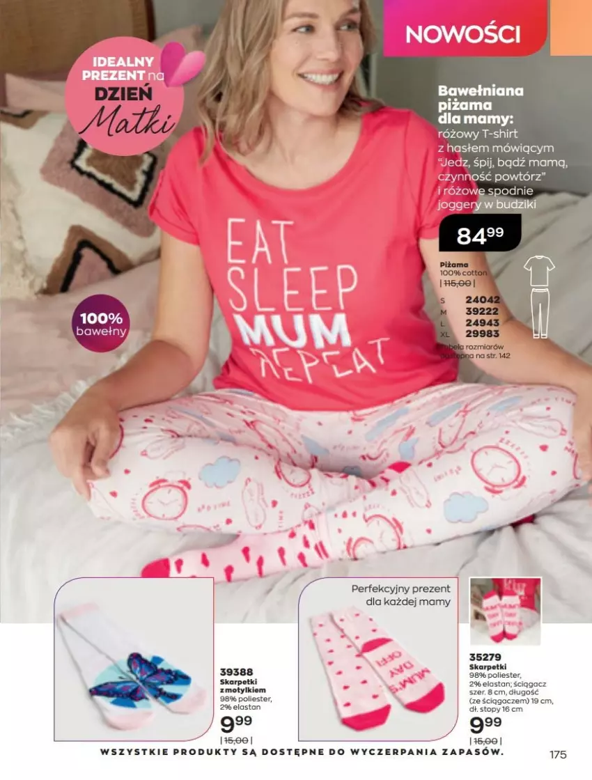 Gazetka promocyjna Avon - Katalog Avon online 5/2021 - ważna 01.05 do 31.05.2021 - strona 175 - produkty: Budzik, Karp, Piżama, Skarpetki, Spodnie, T-shirt, Top