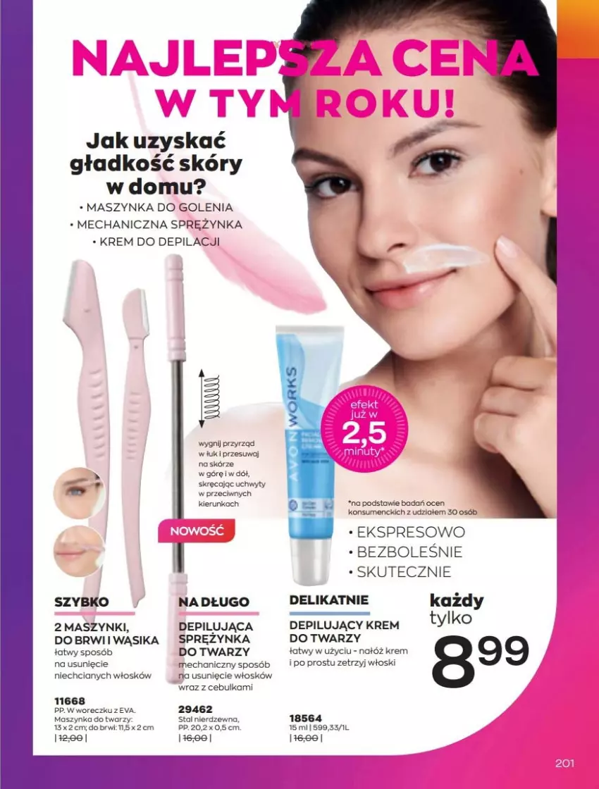 Gazetka promocyjna Avon - Katalog Avon online 5/2021 - ważna 01.05 do 31.05.2021 - strona 201 - produkty: Krem do depilacji, Maszynka, Maszynka do golenia, Szynka, Uchwyty