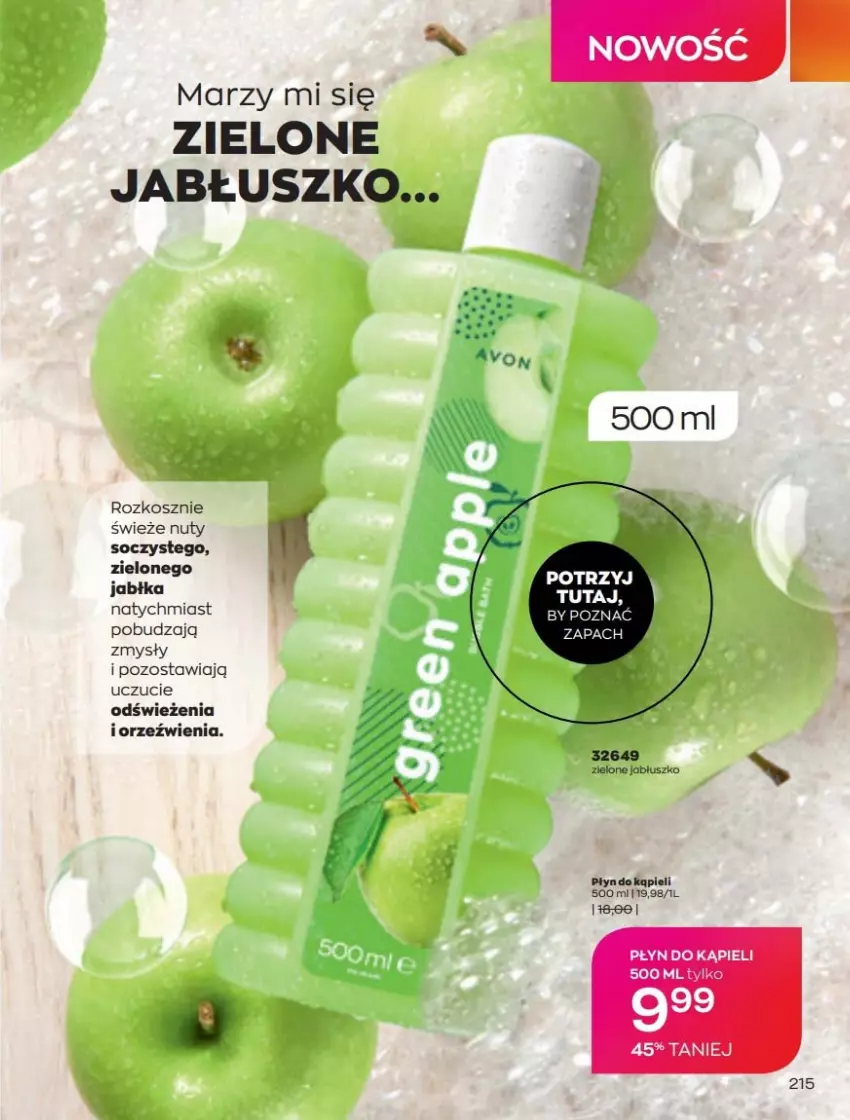 Gazetka promocyjna Avon - Katalog Avon online 5/2021 - ważna 01.05 do 31.05.2021 - strona 215 - produkty: Jabłka, Kosz, Nuty, Płyn do kąpieli