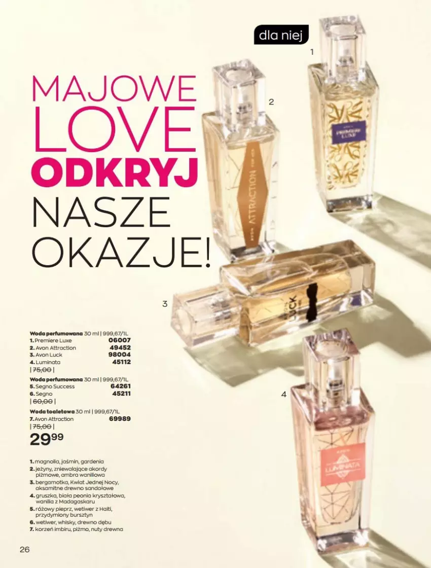 Gazetka promocyjna Avon - Katalog Avon online 5/2021 - ważna 01.05 do 31.05.2021 - strona 26 - produkty: Aksam, Bursztyn, Nuty, Perfum, Pieprz, Premiere, Sandał, Whisky, Woda, Woda perfumowana, Woda toaletowa