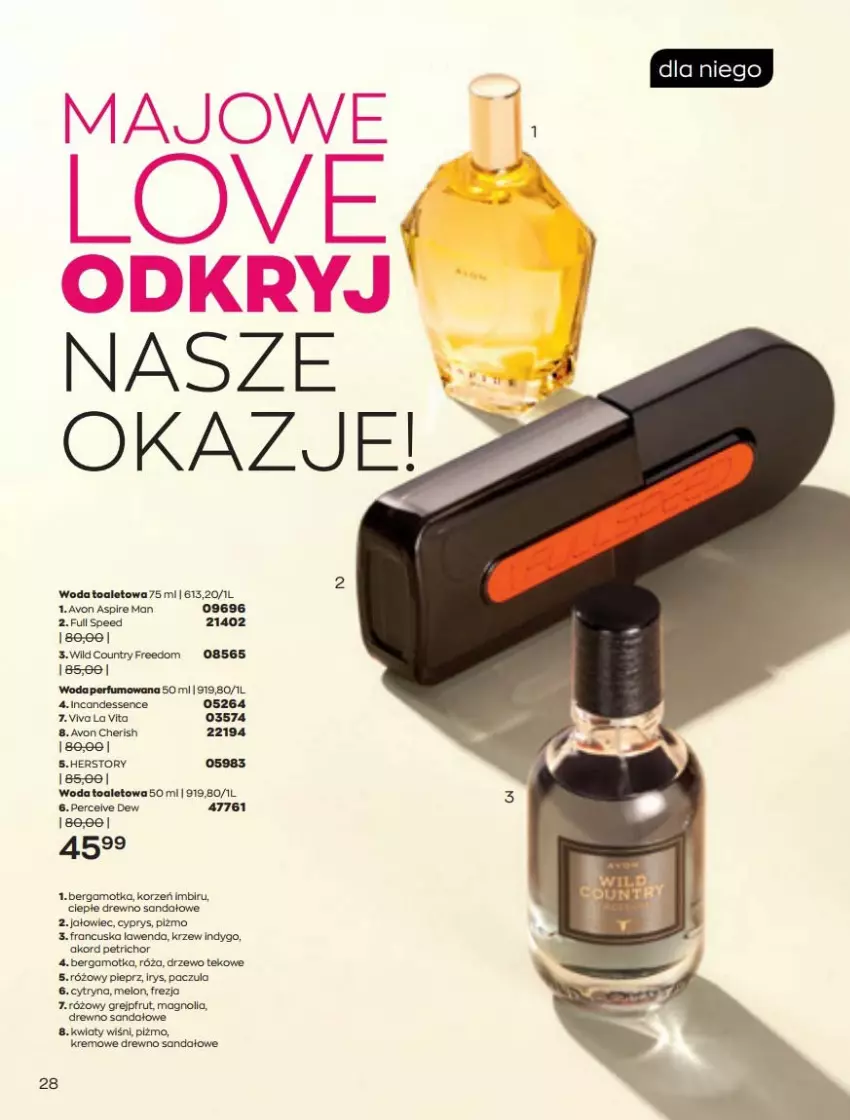 Gazetka promocyjna Avon - Katalog Avon online 5/2021 - ważna 01.05 do 31.05.2021 - strona 28 - produkty: Grejpfrut, Melon, Perfum, Pieprz, Róża, Sandał, Woda, Woda perfumowana, Woda toaletowa