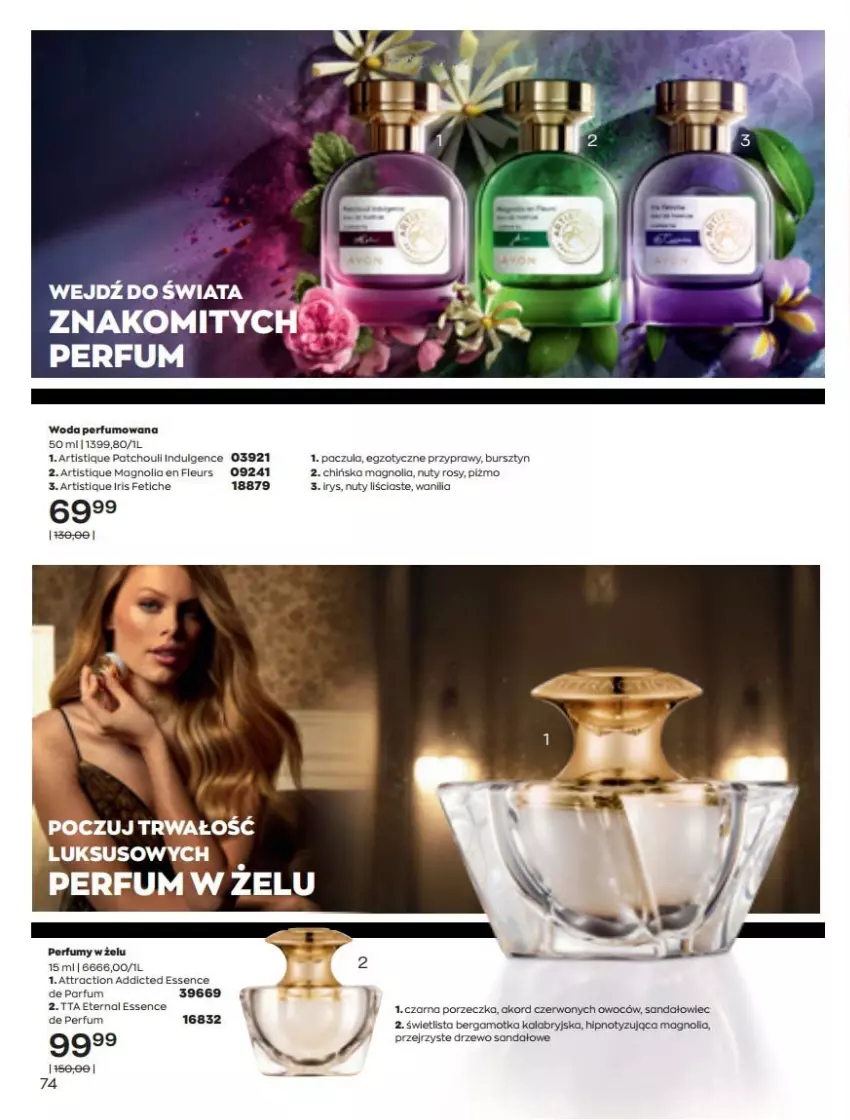 Gazetka promocyjna Avon - Katalog Avon online 5/2021 - ważna 01.05 do 31.05.2021 - strona 74 - produkty: Bursztyn, LG, Nuty, Perfum, Por, Przyprawy, Sandał