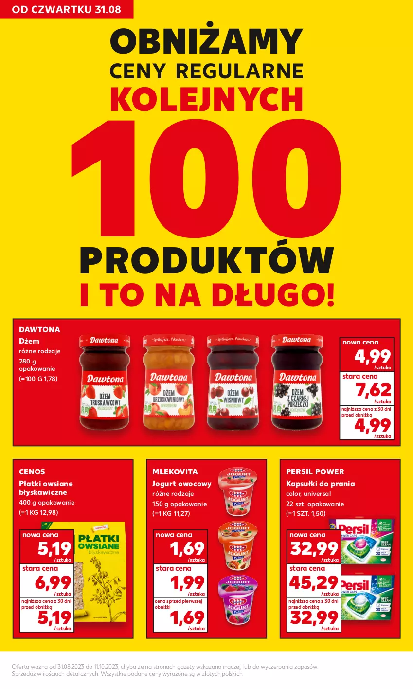 Gazetka promocyjna Kaufland - Kaufland - ważna 31.08 do 11.10.2023 - strona 14 - produkty: Cenos, Dawtona, Dżem, Jogurt, Jogurt owocowy, Kapsułki do prania, Mleko, Mlekovita, Olej, Persil, Płatki owsiane