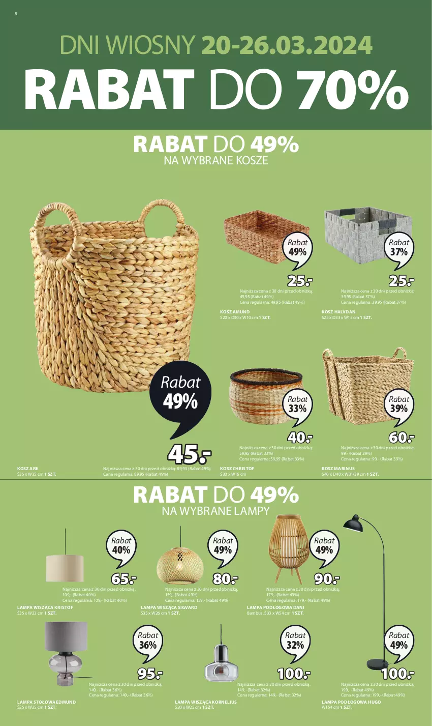 Gazetka promocyjna Jysk - Oferta tygodnia - ważna 20.03 do 26.03.2024 - strona 9 - produkty: Kosz, Lampa, Lampa podłogowa, Lampa stołowa, Lampa wisząca