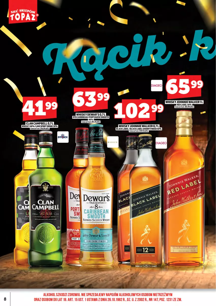 Gazetka promocyjna Topaz - Gazetka - ważna 01.02 do 15.02.2026 - strona 10 - produkty: Bell, Finish, Johnnie Walker, Lack, Por, Top, Whisky