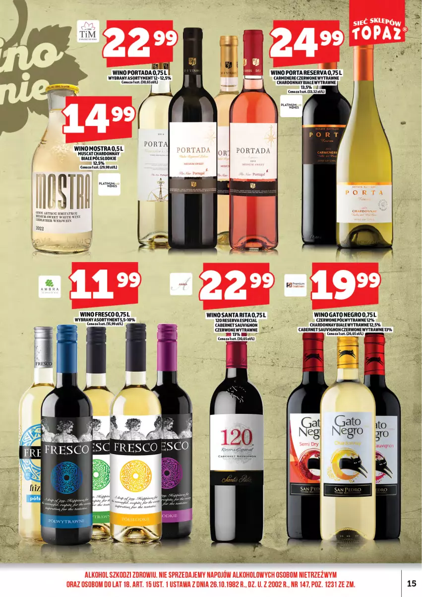 Gazetka promocyjna Topaz - Gazetka - ważna 01.02 do 15.02.2026 - strona 17 - produkty: Cabernet Sauvignon, Chardonnay, Fresco, Mus, Por, Portada, Ser, Wino
