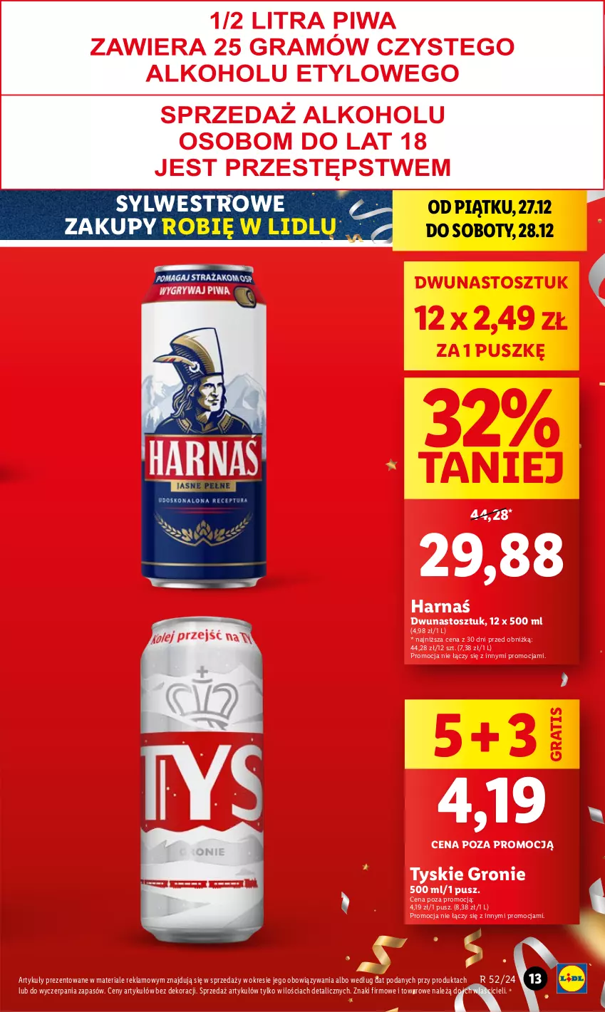 Gazetka promocyjna Lidl - GAZETKA - ważna 27.12 do 28.12.2024 - strona 11 - produkty: Gra, Harnaś, Tyskie