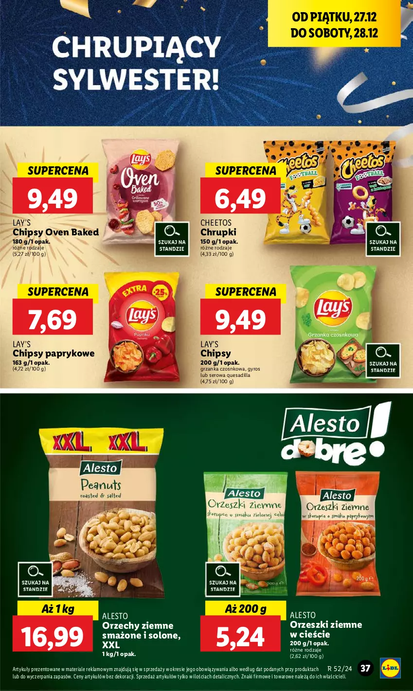 Gazetka promocyjna Lidl - GAZETKA - ważna 27.12 do 28.12.2024 - strona 41 - produkty: Cheetos, Chipsy, Chrupki, Gyros, Lay’s, Orzeszki, Orzeszki ziemne, Ser