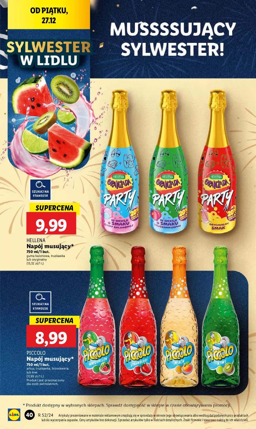 Gazetka promocyjna Lidl - GAZETKA - ważna 27.12 do 28.12.2024 - strona 44 - produkty: Arbuz, Gin, Hellena, Kiwi, Mus, Napój, Napój musujący