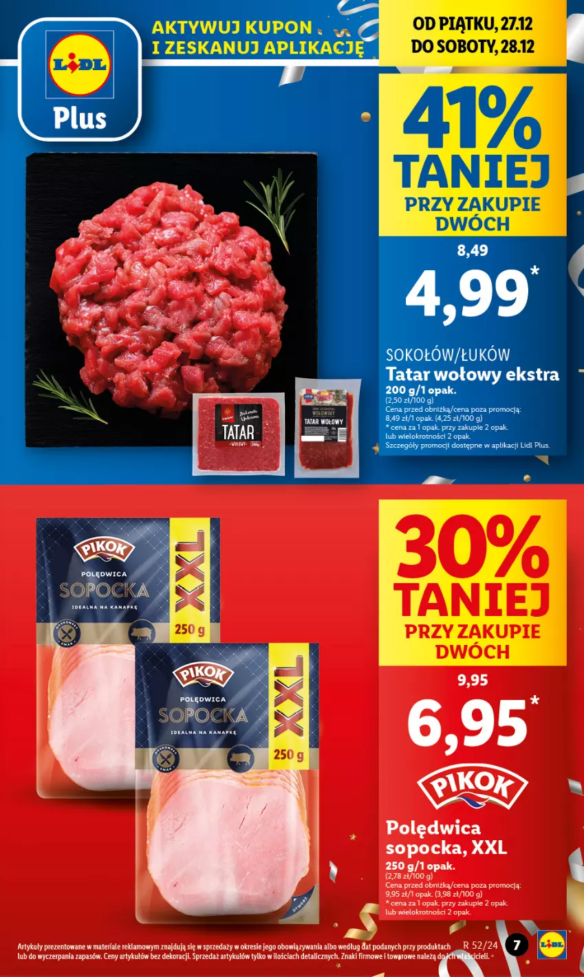 Gazetka promocyjna Lidl - GAZETKA - ważna 27.12 do 28.12.2024 - strona 5 - produkty: Polędwica, Sok, Sokołów, Tatar wołowy