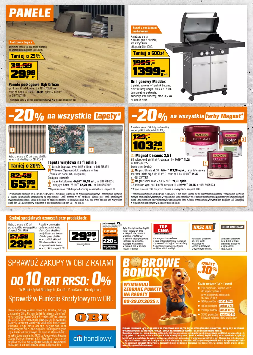 Gazetka promocyjna Obi - Gazetka OBI - ważna 09.07 do 29.07.2025 - strona 16 - produkty: Fa, Farba lateksowa, Gra, Grill, Grill gazowy, Magnat Ceramic, Olej, Ser, Sok, Stolik, Tapeta, Tapety, Termometr, Top