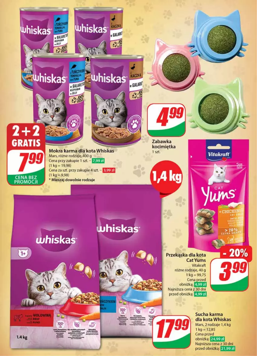 Gazetka promocyjna Dino - Gazetka 37 / 2024 - ważna 11.09 do 17.09.2024 - strona 59 - produkty: Gala, Koc, Mars, Mokra karma, Sucha karma, Vitakraft, Whiskas, Zabawka