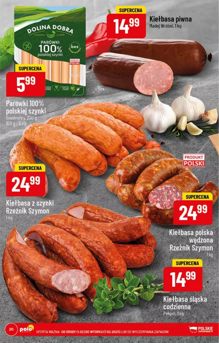 Gazetka promocyjna PoloMarket - Gazetka pomocyjna - ważna 01.02 do 07.02.2023 - strona 20 - produkty: Kiełbasa, Kiełbasa piwna, Madej Wróbel, Parówki