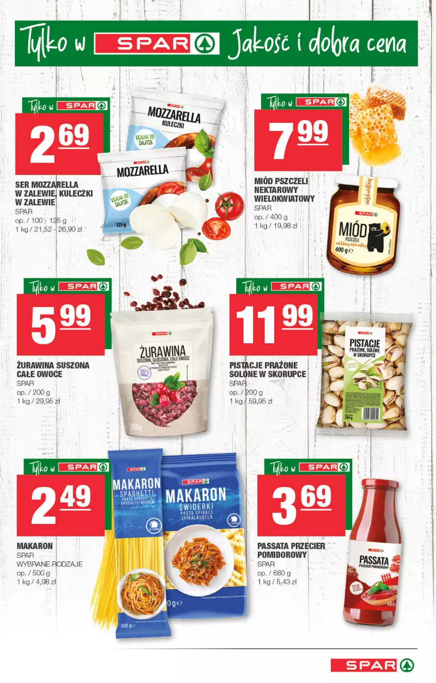 Gazetka promocyjna Spar - ważna 02.11 do 12.11.2021 - strona 11 - produkty: Fa, Makaron, Miód, Mozzarella, Owoce, Pistacje, Ser