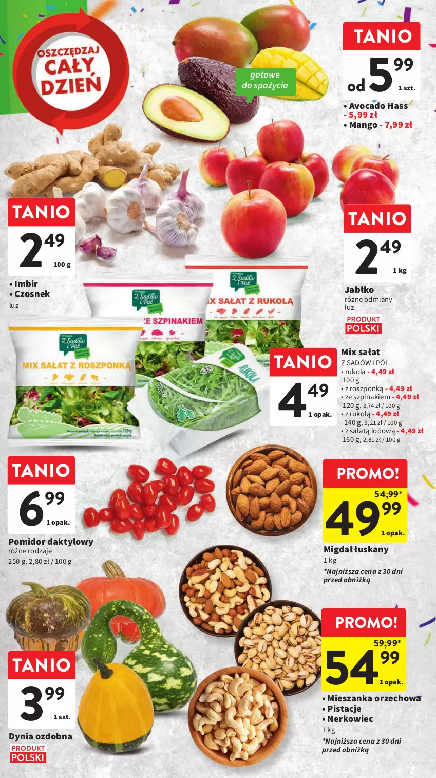 Gazetka promocyjna Intermarche - Gazetka Intermarche - ważna 12.10 do 18.10.2023 - strona 19 - produkty: Avocado, Czosnek, Imbir, Mango, Mieszanka orzechowa, Pistacje, Rukola, Sałat, Szpinak