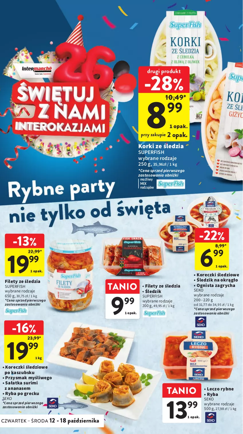 Gazetka promocyjna Intermarche - Gazetka Intermarche - ważna 12.10 do 18.10.2023 - strona 24 - produkty: Ananas, Gry, Koreczki śledziowe, Ryba, Ryba po grecku, Sałat, Sałatka, SEKO, Surimi