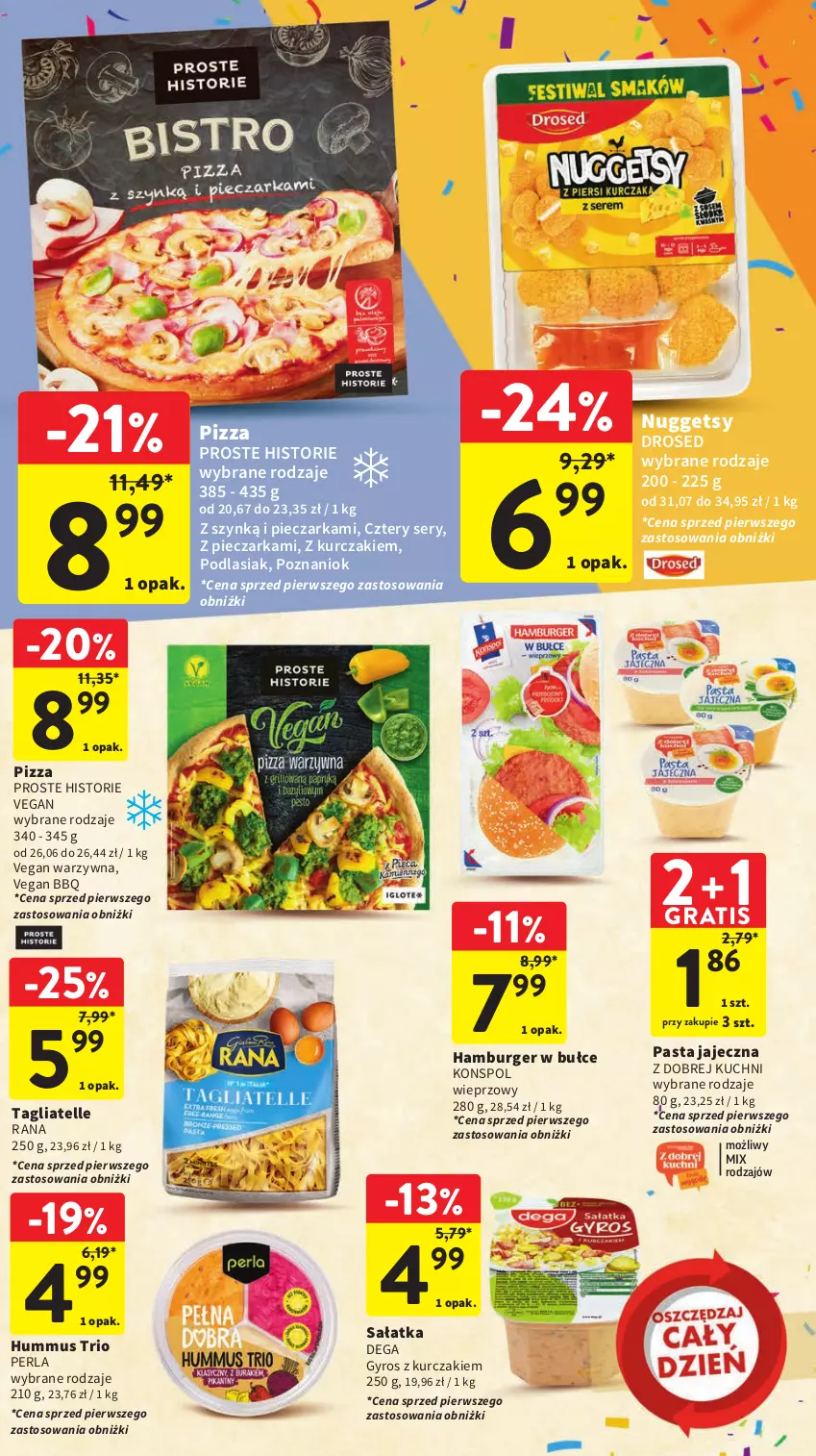 Gazetka promocyjna Intermarche - Gazetka Intermarche - ważna 12.10 do 18.10.2023 - strona 27 - produkty: Burger, Dega, Gra, Gyros, Hamburger, Hummus, Kurczak, Mus, Piec, Pieczarka, Pizza, Sałat, Sałatka, Ser, Tagliatelle