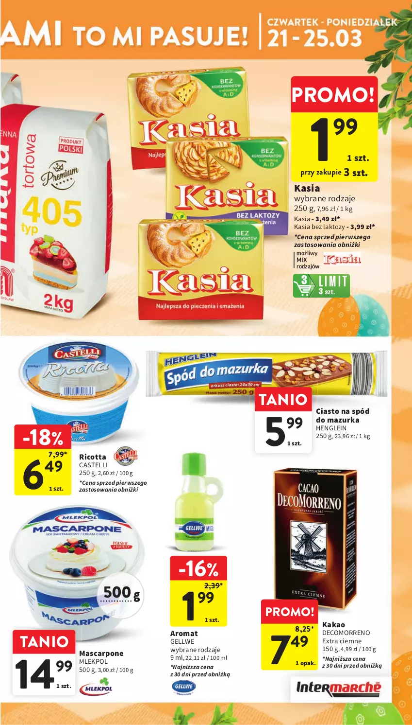 Gazetka promocyjna Intermarche - Gazetka Intermarche - ważna 21.03 do 25.03.2024 - strona 17 - produkty: Kakao, Kasia, Mascarpone, Ricotta