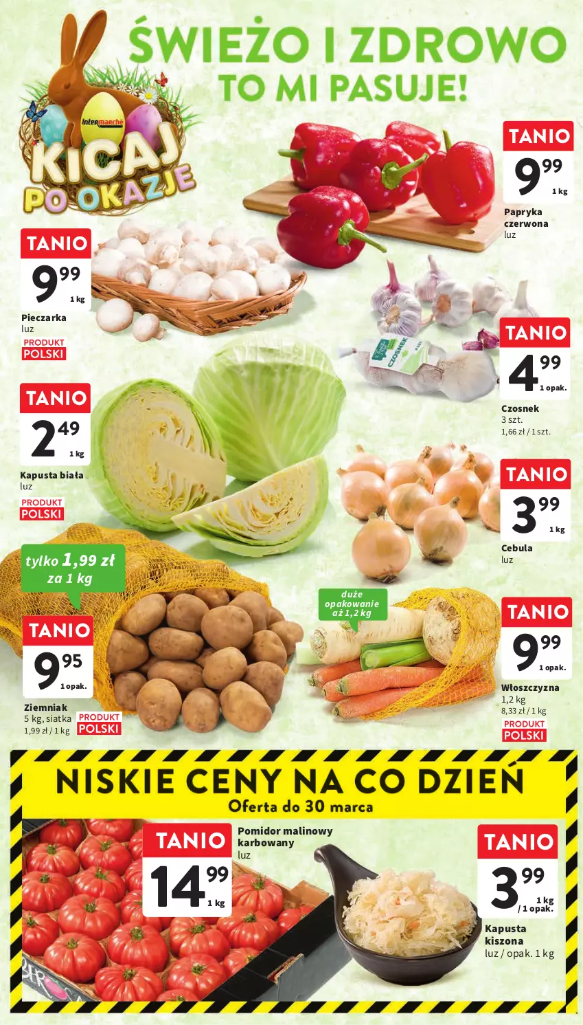 Gazetka promocyjna Intermarche - Gazetka Intermarche - ważna 21.03 do 25.03.2024 - strona 26 - produkty: Cebula, Czosnek, Papryka, Papryka czerwona, Piec, Pieczarka, Pomidor malinowy, Siatka