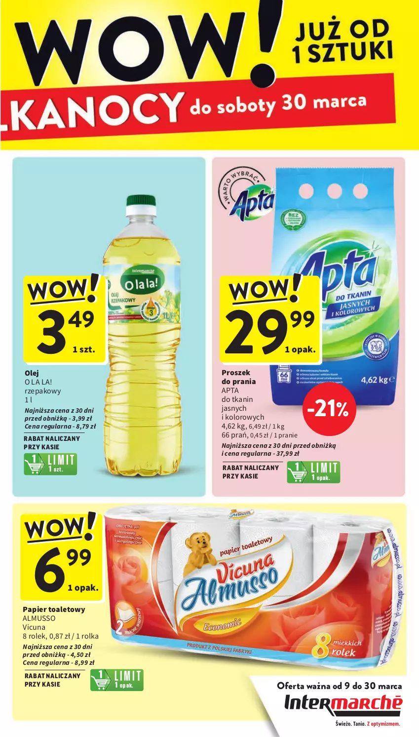 Gazetka promocyjna Intermarche - Gazetka Intermarche - ważna 21.03 do 25.03.2024 - strona 3 - produkty: Mus, Olej, Papier, Papier toaletowy, Proszek do prania