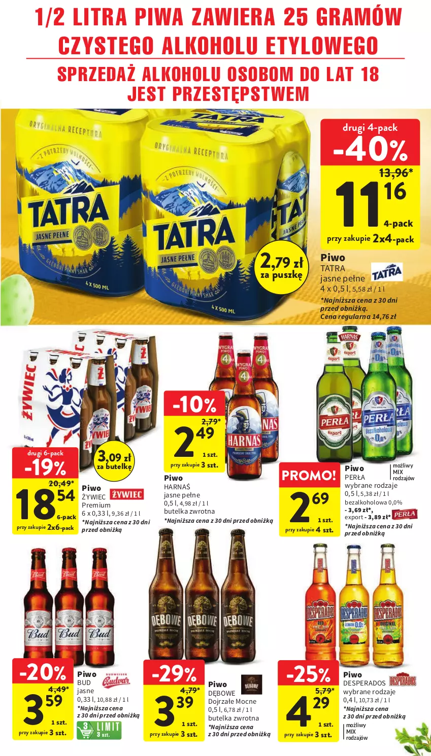 Gazetka promocyjna Intermarche - Gazetka Intermarche - ważna 21.03 do 25.03.2024 - strona 43 - produkty: Desperados, Gra, Harnaś, Perła, Piwa, Piwo, Por, Tatra