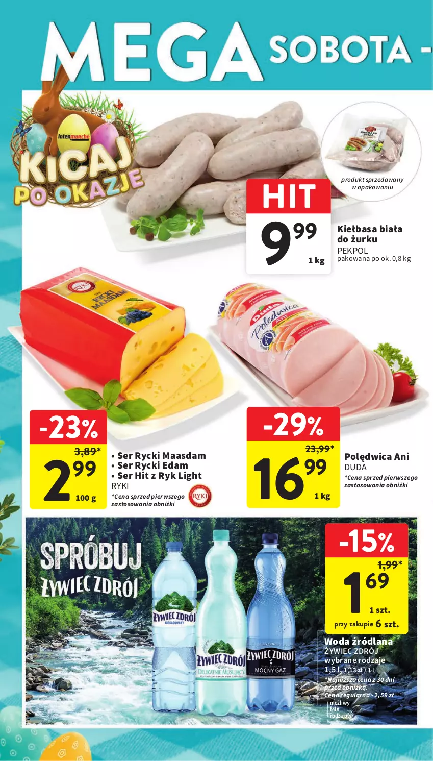 Gazetka promocyjna Intermarche - Gazetka Intermarche - ważna 21.03 do 25.03.2024 - strona 8 - produkty: Duda, Edam, Kiełbasa, Kiełbasa biała, LANA, Maasdam, Pekpol, Polędwica, Rycki Edam, Ser, Woda