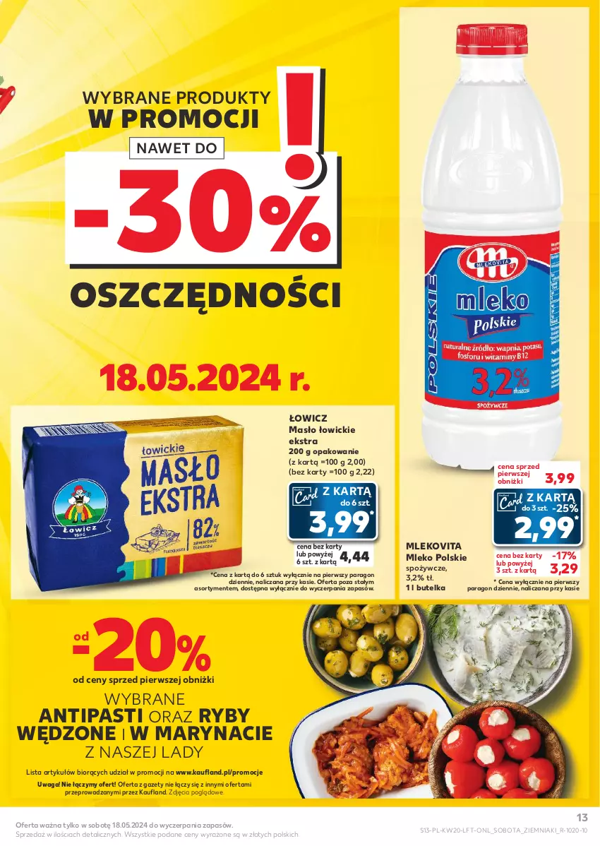 Gazetka promocyjna Kaufland - Gazetka tygodnia - ważna 16.05 do 22.05.2024 - strona 13 - produkty: Masło, Mleko, Mlekovita, Waga, Ziemniaki