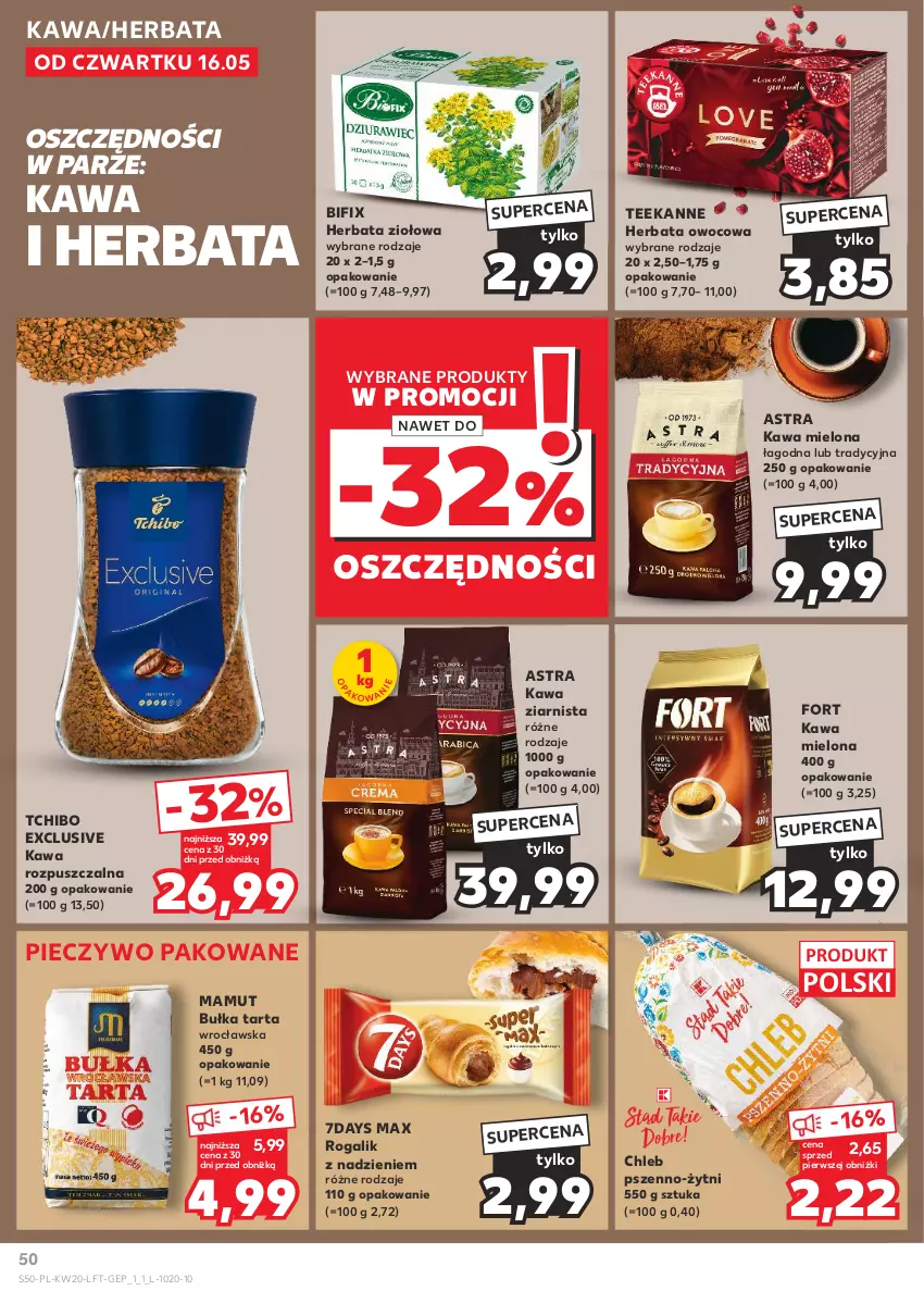 Gazetka promocyjna Kaufland - Gazetka tygodnia - ważna 16.05 do 22.05.2024 - strona 50 - produkty: Bułka, Bułka tarta, Chleb, Herbata, Herbata owocowa, Kawa, Kawa mielona, Kawa rozpuszczalna, Kawa ziarnista, Piec, Pieczywo, Rogal, Tarta, Tchibo, Teekanne