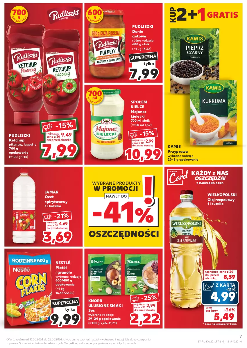 Gazetka promocyjna Kaufland - Gazetka tygodnia - ważna 16.05 do 22.05.2024 - strona 7 - produkty: Danie gotowe, Gra, Kamis, Ketchup, Knorr, Majonez, Nestlé, Ocet, Olej, Olej rzepakowy, Pudliszki, Sos