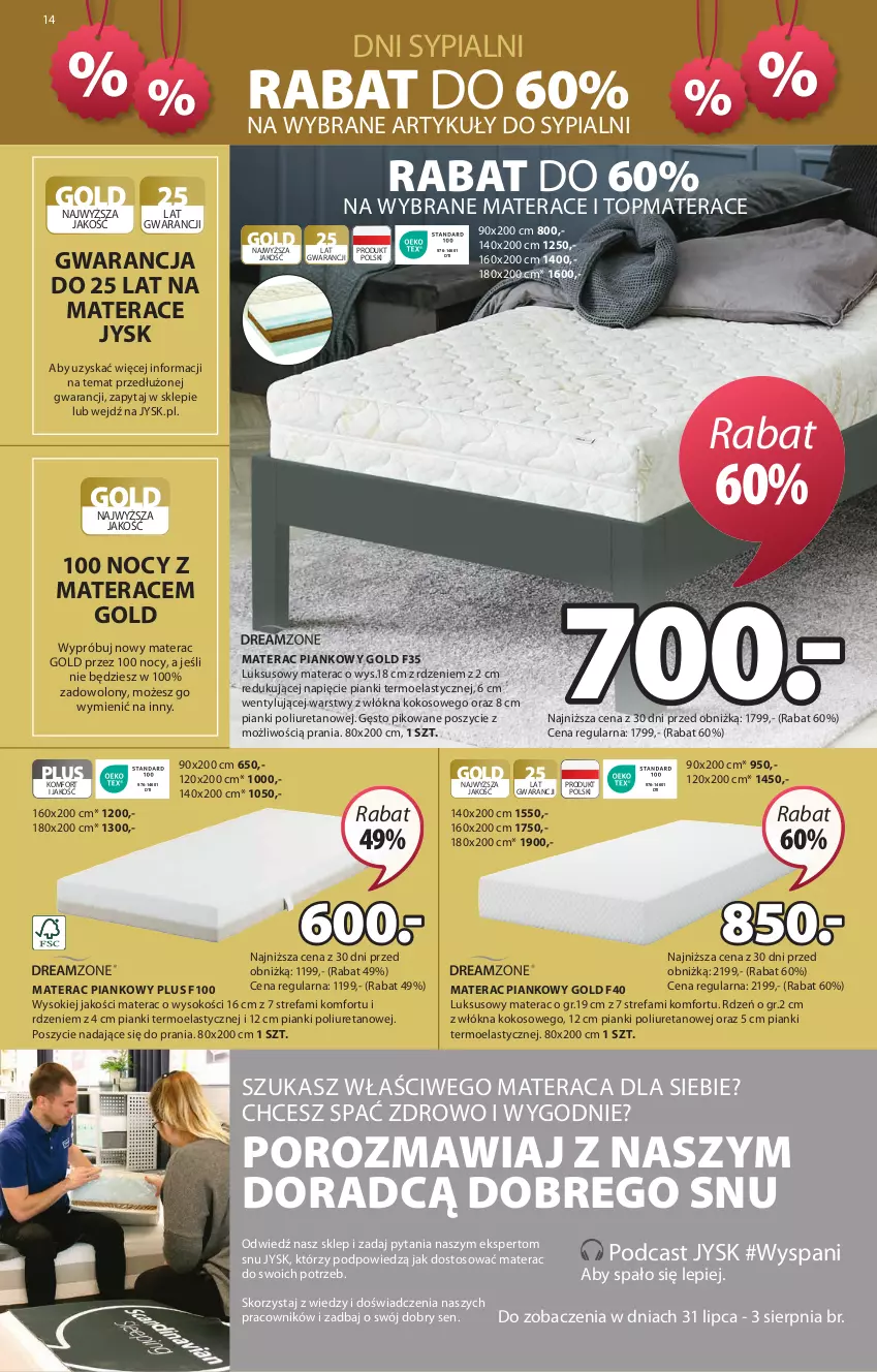 Gazetka promocyjna Jysk - Oferta tygodnia - ważna 31.07 do 18.08.2024 - strona 15 - produkty: Fa, Kokos, Materac, Materac piankowy, Por, Sok, Tera, Top