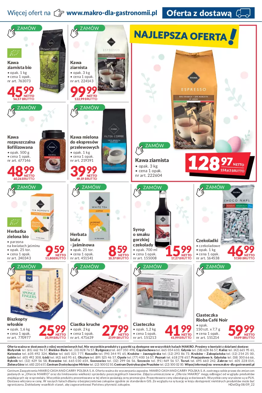 Gazetka promocyjna Makro - [Oferta promocyjna] Dostawa - ważna 05.04 do 02.05.2022 - strona 9 - produkty: Biszkopty, Ciastka, Gra, Herbata, Kawa, Kawa mielona, Kawa rozpuszczalna, Kawa ziarnista, Kosz, Piec, Rioba, Rum, Sos, Syrop, Szal