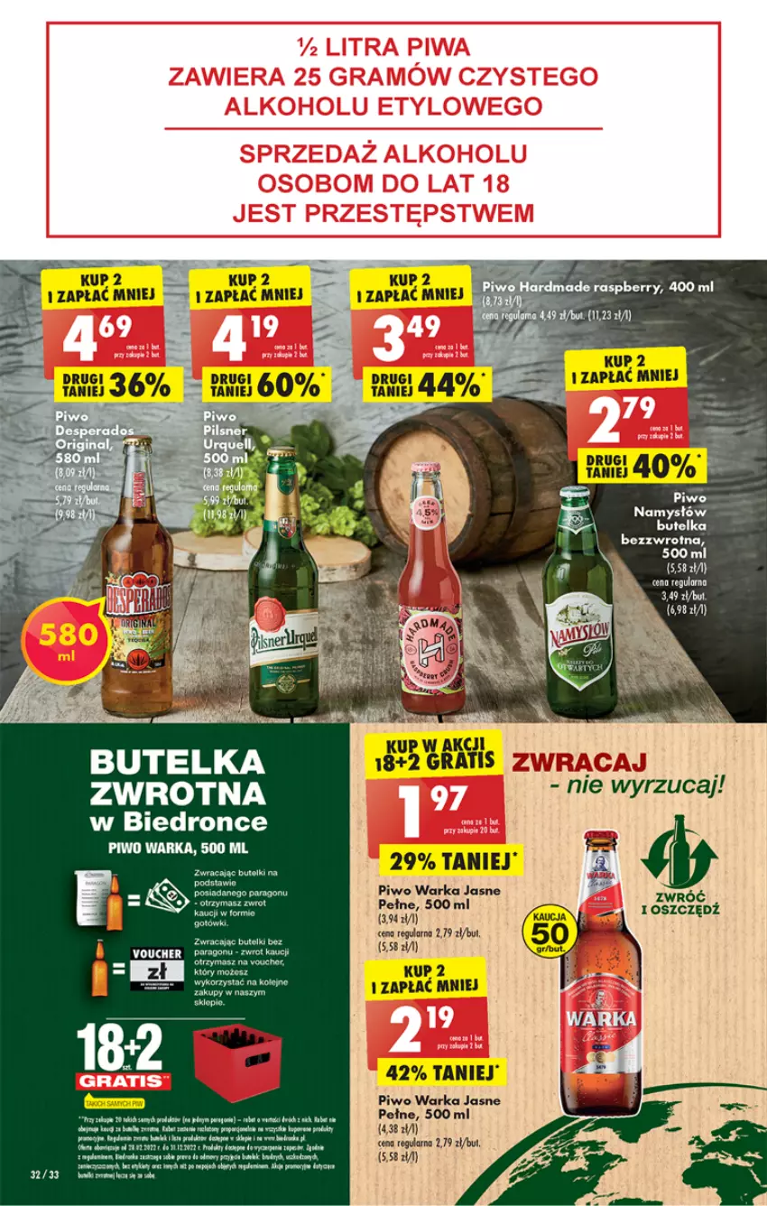 Gazetka promocyjna Biedronka - W tym tygodniu - ważna 22.08 do 28.08.2022 - strona 32 - produkty: Dron, Gra, HP, Namysłów, Piwo, Warka