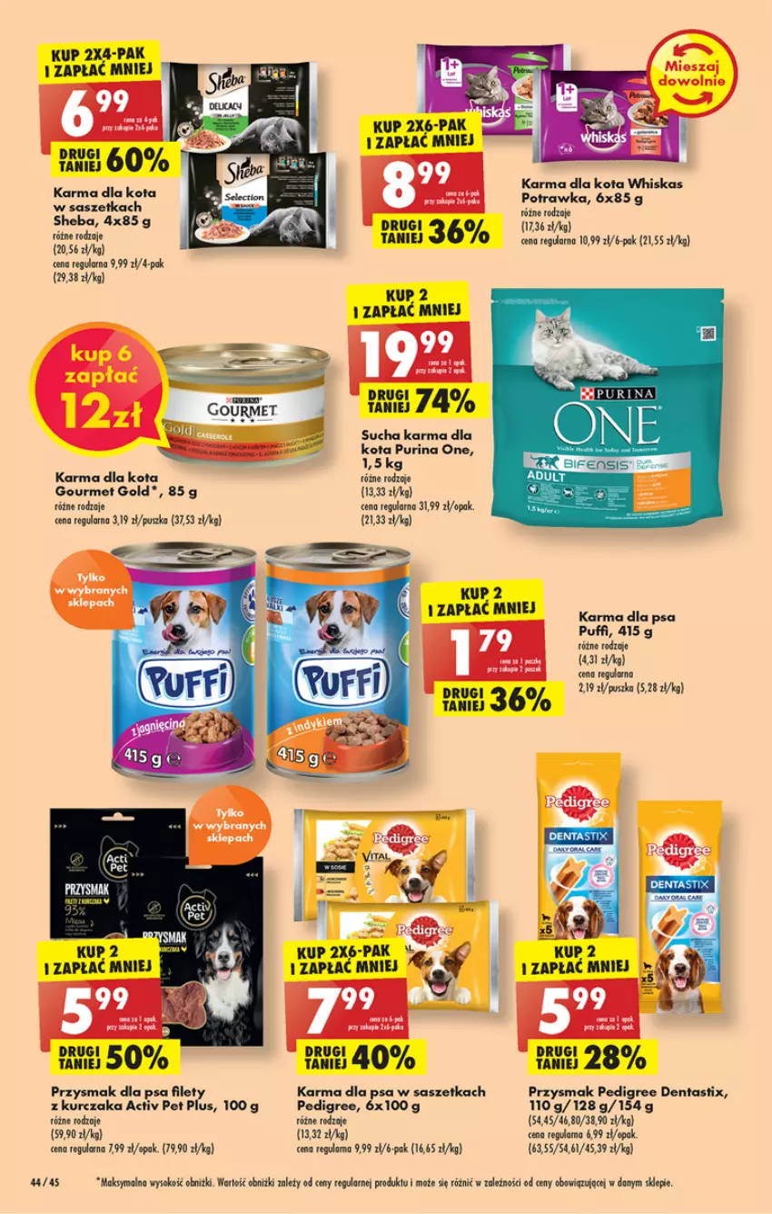 Gazetka promocyjna Biedronka - W tym tygodniu - ważna 22.08 do 28.08.2022 - strona 44 - produkty: Gourmet Gold, Kurczak, Pedigree, Przysmak dla psa, Puf, Pur, Purina, Sheba, Sok, Sucha karma, Whiskas