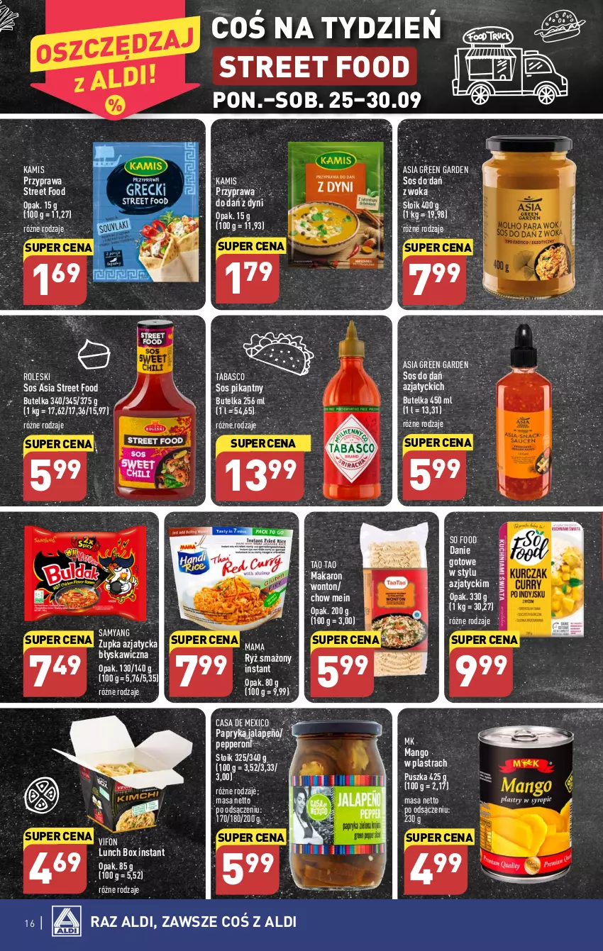 Gazetka promocyjna Aldi - Pełna oferta - ważna 25.09 do 30.09.2023 - strona 16 - produkty: Danie gotowe, Kamis, Lunch box, Makaron, Mango, Papryka, Papryka jalapeño, Ryż, So Food, Sos