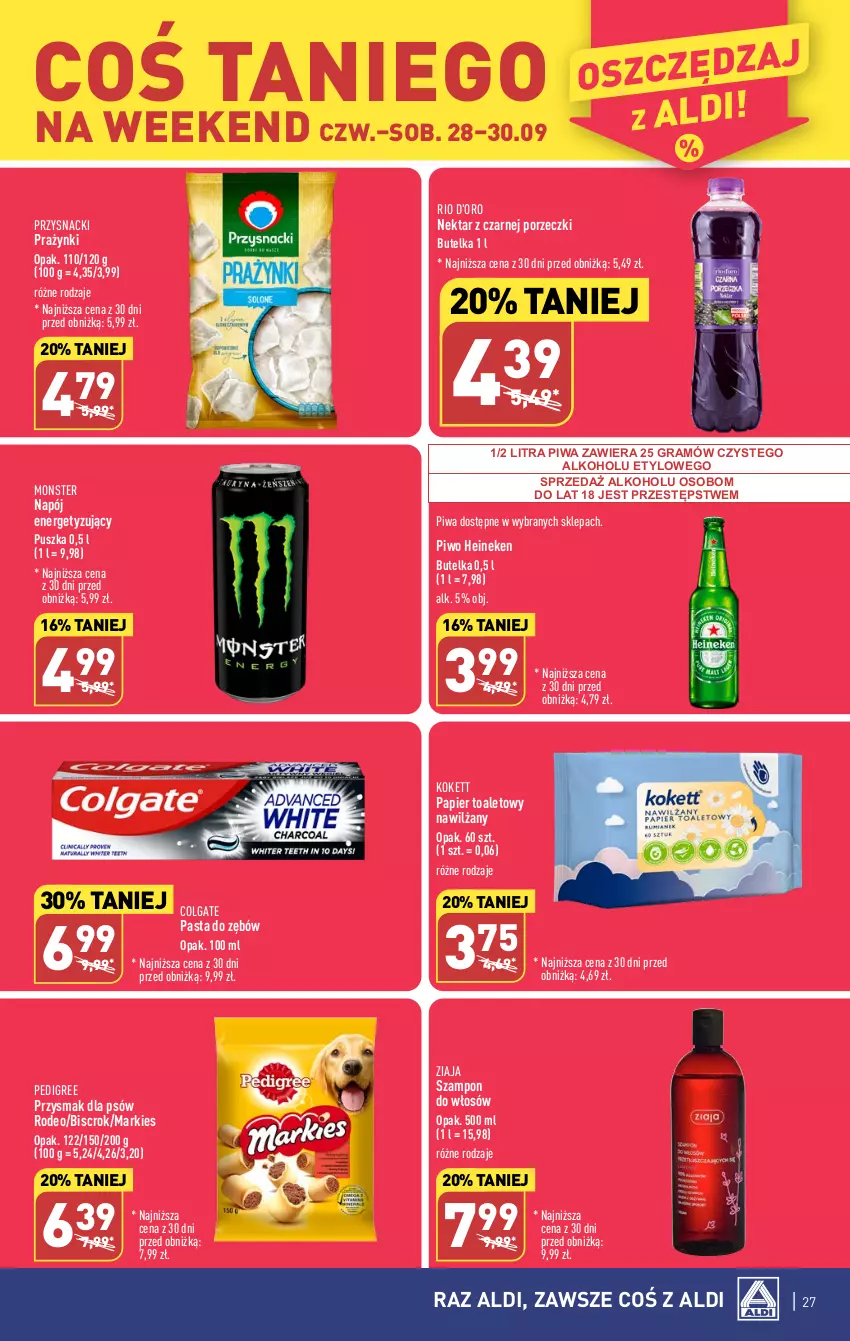 Gazetka promocyjna Aldi - Pełna oferta - ważna 25.09 do 30.09.2023 - strona 27 - produkty: Colgate, Gra, Heineken, LG, Napój, Nektar, Papier, Papier toaletowy, Pasta do zębów, Pedigree, Piwa, Piwo, Por, Przysnacki, Szampon, Ziaja