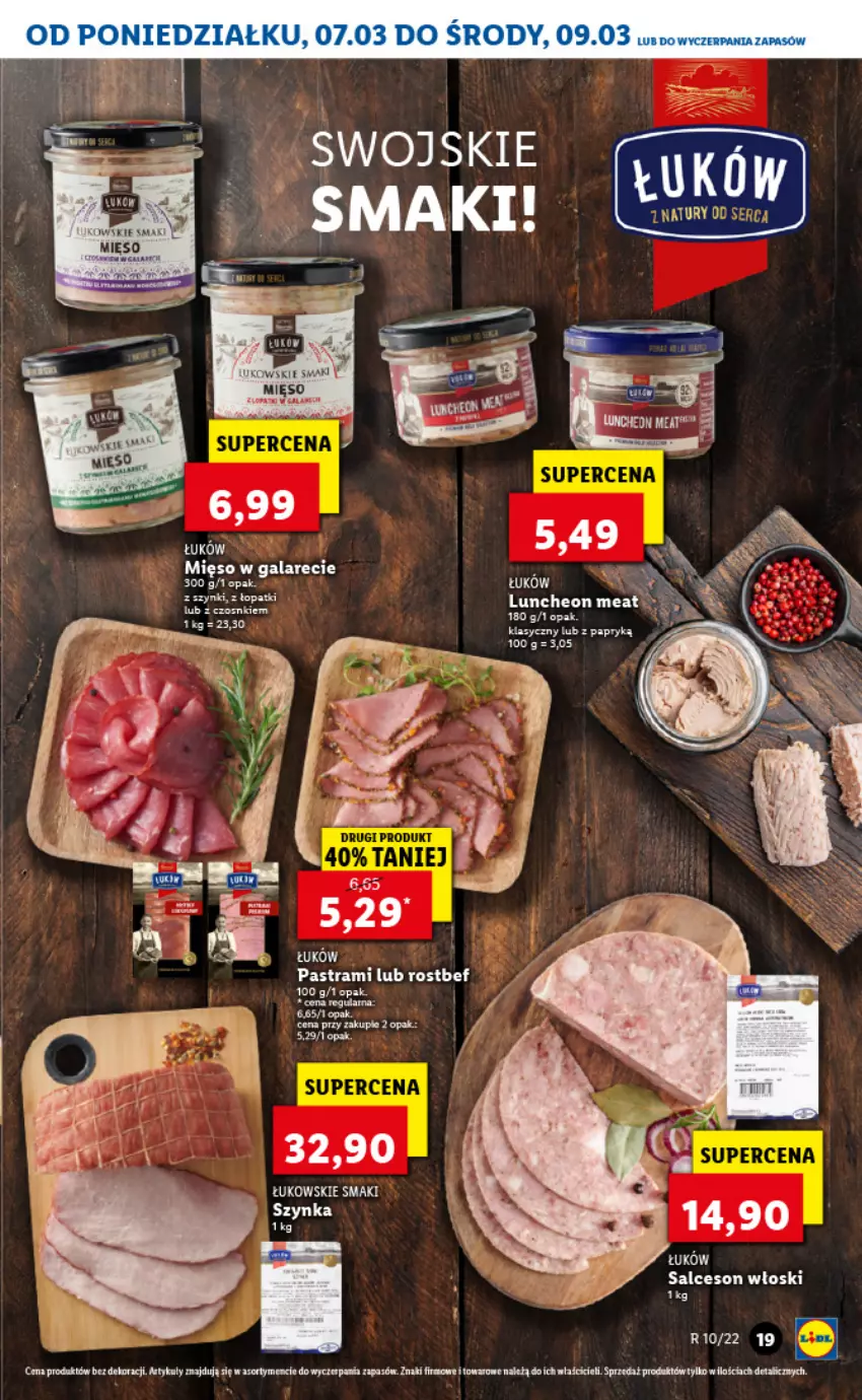 Gazetka promocyjna Lidl - GAZETKA - ważna 07.03 do 09.03.2022 - strona 19 - produkty: Fa, Gala, LG, Mięso, Mięso w galarecie, Rostbef, Salceson, Szynka