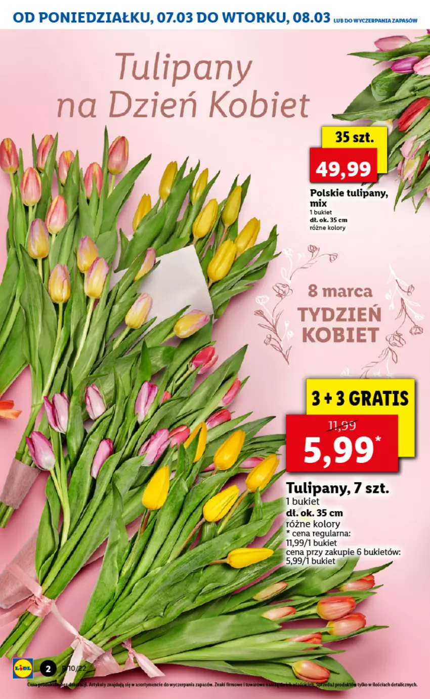 Gazetka promocyjna Lidl - GAZETKA - ważna 07.03 do 09.03.2022 - strona 2 - produkty: Bukiet, Tulipan