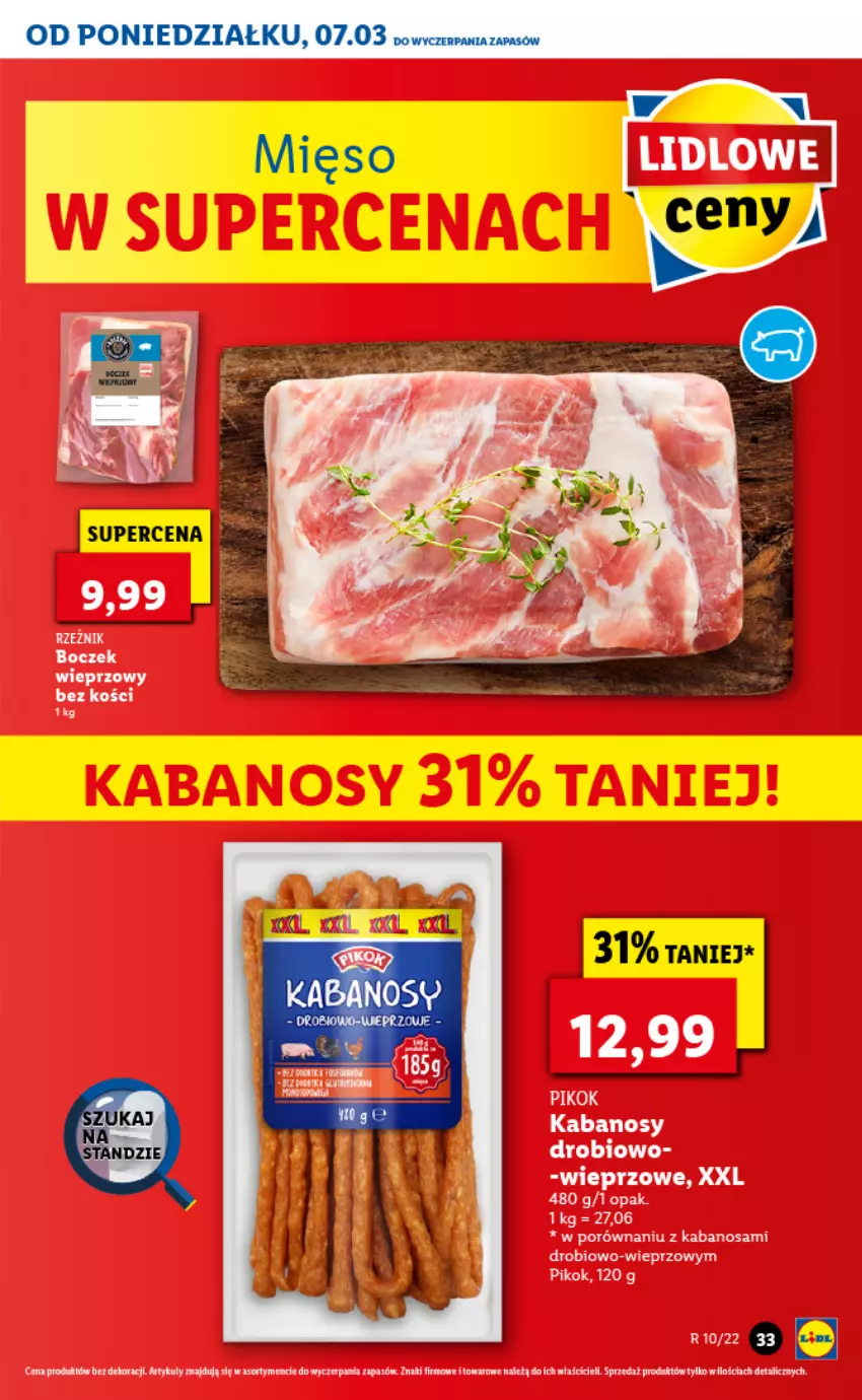 Gazetka promocyjna Lidl - GAZETKA - ważna 07.03 do 09.03.2022 - strona 33 - produkty: Boczek, Boczek wieprzowy, Fa, Kabanos, PIKOK, Por