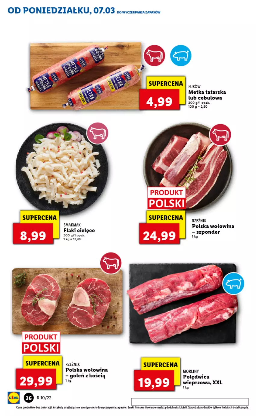 Gazetka promocyjna Lidl - GAZETKA - ważna 07.03 do 09.03.2022 - strona 36 - produkty: Flaki, Metka tatarska, Morliny, Polędwica, Wołowina