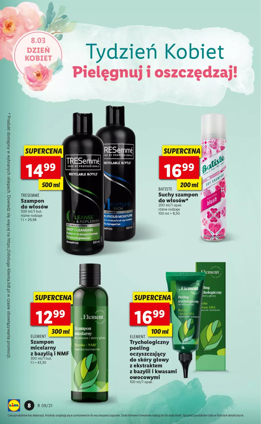 Gazetka promocyjna Lidl - TYDZIEŃ KOBIET - CELEBRUJ KOBIECOŚĆ Z LIDLEM! - ważna 03.03 do 10.03.2021 - strona 8 - produkty: Batiste, Bazyl, Peeling, Suchy szampon, Szampon, Wasa