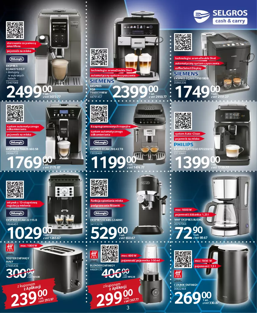 Gazetka promocyjna Selgros - Katalog Elektro - ważna 20.10 do 02.11.2022 - strona 3 - produkty: Blender, Czajnik, Gra, Mleko, Młynek, Pojemnik, Smartfon, Top, Toster