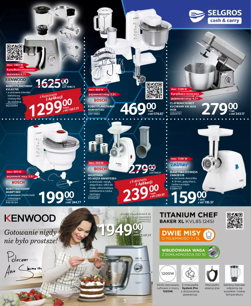 Gazetka promocyjna Selgros - Katalog Elektro - ważna 20.10 do 02.11.2022 - strona 5 - produkty: Blender, Control, Maszynka, Maszynka do mielenia, Mięso, Noż, Robot, Robot planetarny, Sitko, Szatkownica, Szynka